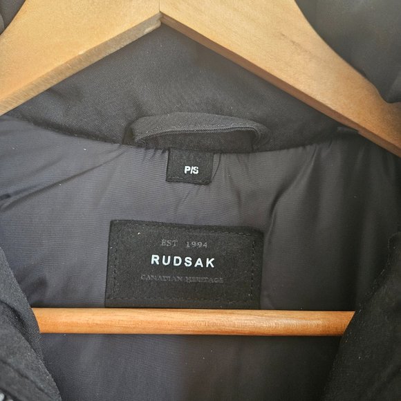 Black Rudsak Long Down Winter Parka + Hat with Fur - Picture 3 of 5